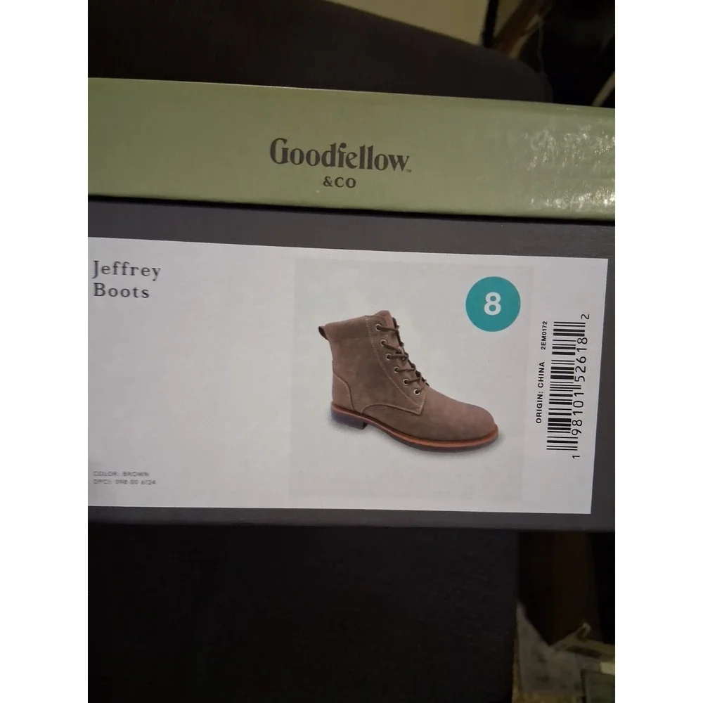 Goodfellow And Co Men's Jeffrey Combat Boots Brown 8‎ Lace-Up, Faux